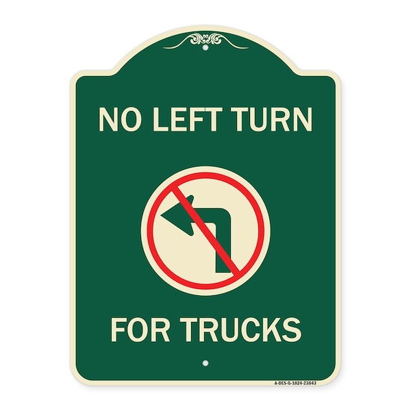 Signmission No Left Turn for Trucks W/ Graphic Heavy-Gauge Aluminum Architectural Sign, 24" x 18", G-1824-23843 A-DES-G-1824-23843 - main